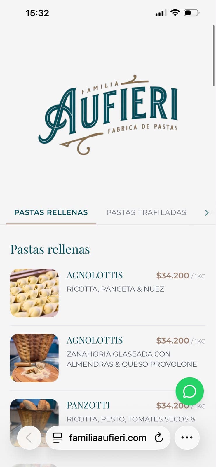 Menú Digital QR - Familia Aufieri — captura 1