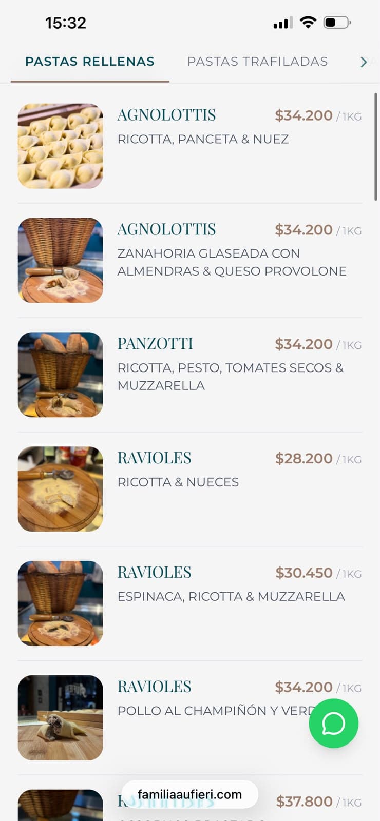 Menú Digital QR - Familia Aufieri — captura 2