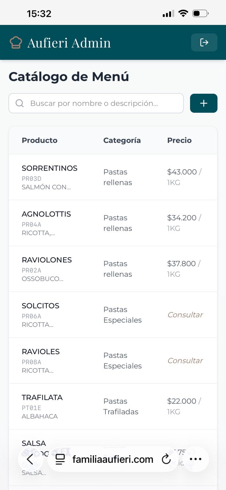 Menú Digital QR - Familia Aufieri — captura 3